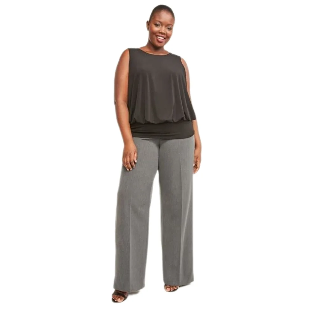 Lane Bryant Allie Tailored Stretch Wide Leg Pant 20R Gray - Picture 1 of 3